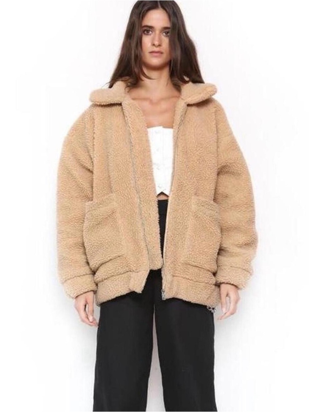 I.AM.GIA Camel Teddy Sherpa Zip Jacket